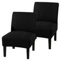 2 Pack Armless Accent Chair Covers, Stretch Knitted Slipper Chair Couch Slipcover Furniture Protector, Black
