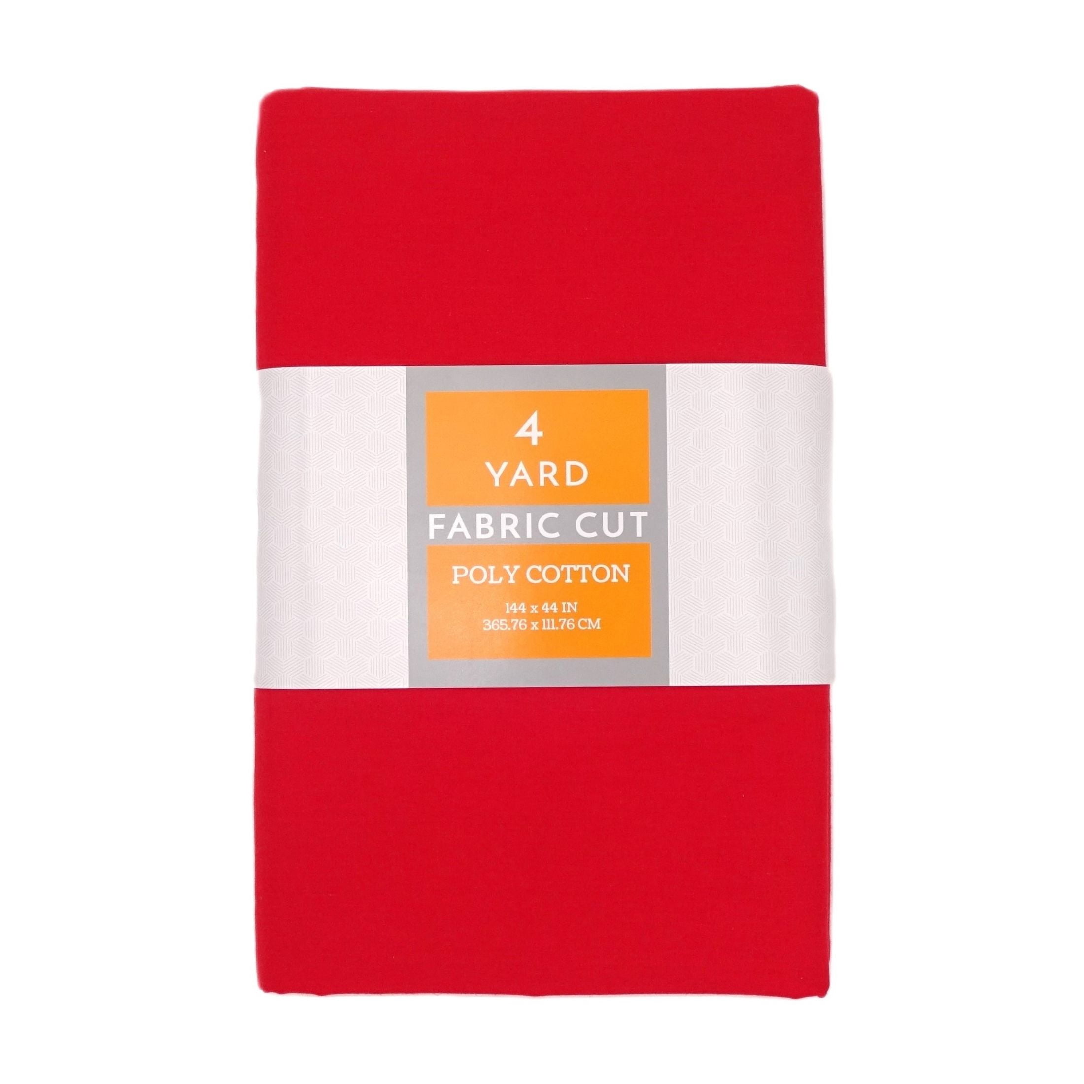 (3 pack) Shason Textile 4 Yard Cut Poly Cotton Fabric, Red, 44" Wide for Craft & Quilting Projects