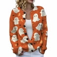 thumbnail image 3 of FSAGAE Women's Knit Cardigan Sweater Long Sleeve Button Down Pumpkin Graphic Print Orange XL Casual Fall Halloween Outerwear Top, 3 of 6