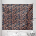 thumbnail image 1 of Ethnic Tapestry, Oriental Image with Floral Swirls and Leaves Art Image, Fabric Wall Hanging Decor for Bedroom Living Room Dorm, 5 Sizes, Dark Blue Grey Vermilion, by Ambesonne, 1 of 1