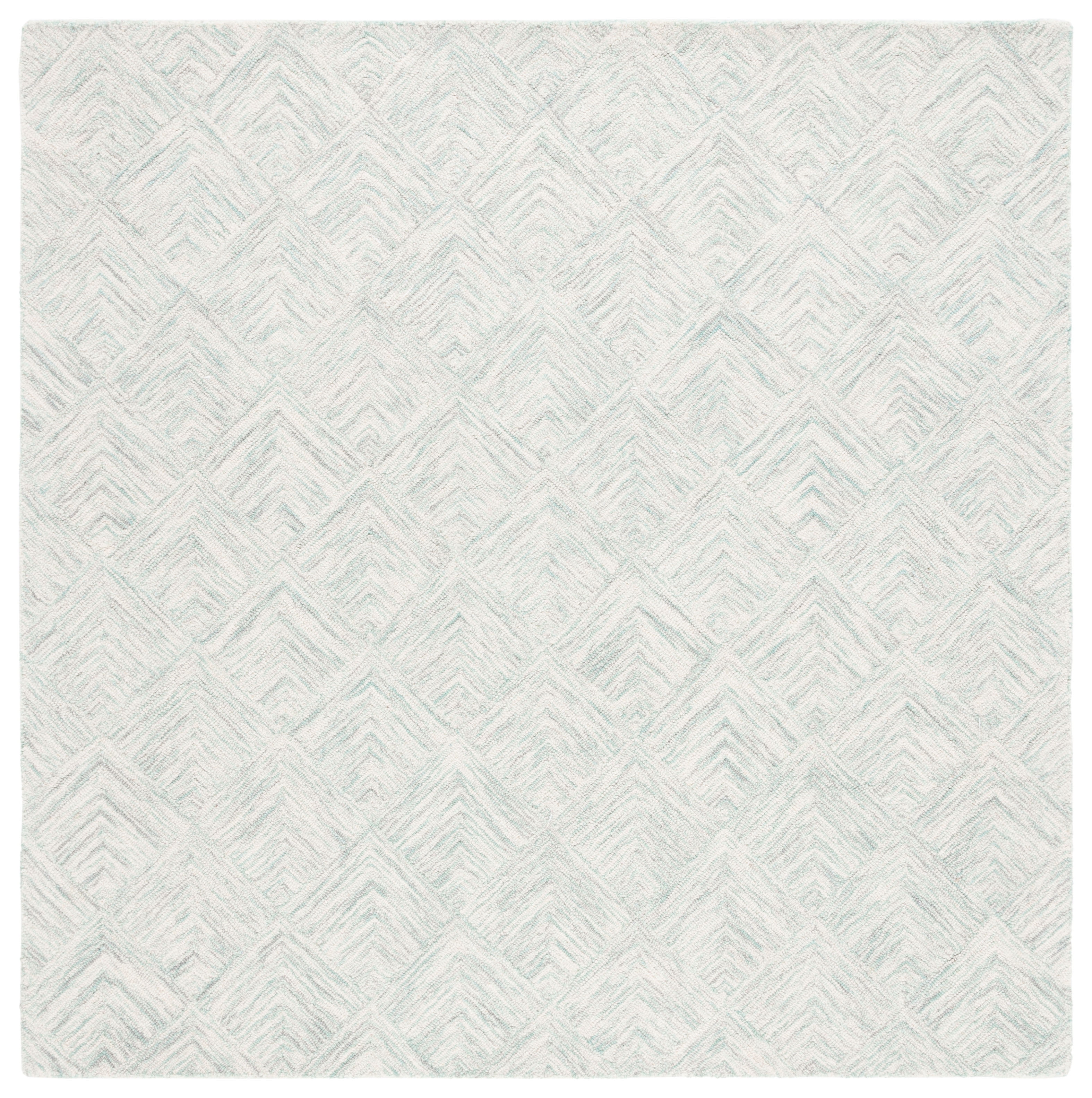 SAFAVIEH Abstract Trent Geometric Area Rug, Gray/Turquoise, 6' x 6' Square