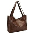 thumbnail image 4 of Leather Tote Bag Large Slouchy Bag Women Handbag Shoulder Bag Laptop Work Bag Daily Weekend Bag Gifts, 4 of 8