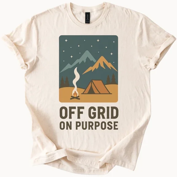Hot Trending Off Grid Camping Shirt Adventure Tee Mountain Tent Graphic Design Preview Only