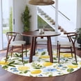 thumbnail image 4 of Eucalyptus Lemon Large Area Rugs for Bedroom Living Room, Soft Non Slip Carpet Bedside Rug, Sage Green Leaf Blue Flower Fruit Round Floor Cover Kitchen Accent Rug 8' for Dining Room/Office, 4 of 9