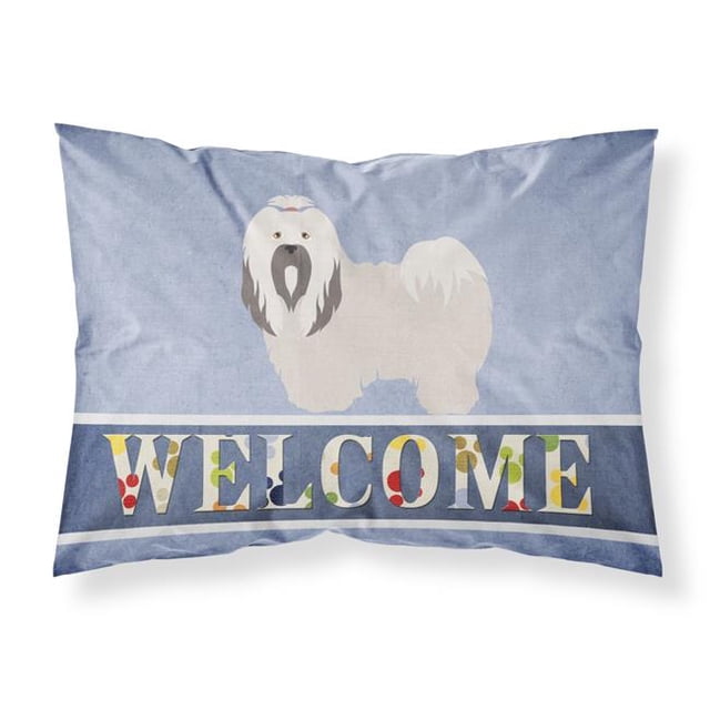 Carolines Treasures BB8319PILLOWCASE Lhasa Apso Welcome Fabric Standard Pillowcase