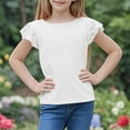 thumbnail image 3 of Cethrio Girls T-shirts with Ruffled, Fashion Summer Solid Color Short Sleeve Tops White Size 13-14T, 3 of 8
