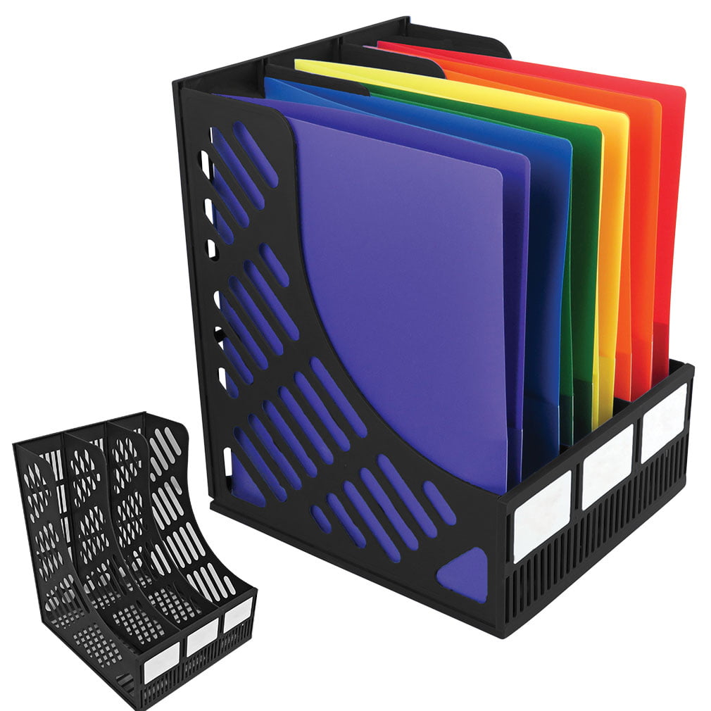 Evelots 3-Compartment File & Magazine Holder-Desktop/Organizer-Sturdy Plastic