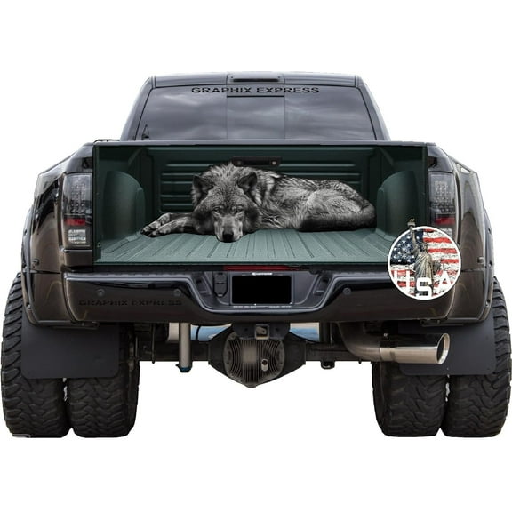 GRAPHIX EXPRESS Truck Tailgate Wrap for Pickup Trucks Tailgate Decal Tailgate Decals for Pickup Trucks Truck Decals and Graphics Decals for Trucks (T351 Wolf)