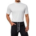 thumbnail image 4 of Men Basic T-shirts Tight-fitting Fashion High Neck Solid Color Short-sleeved Bottoming Shirt Slim Fit Turtleneck Tee Tops, 4 of 9