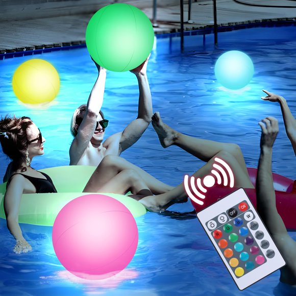 Pelota de playa con 3 nutrias iluminadas de 16 pulgadas con mando a distancia, 3 unidades