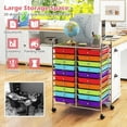 thumbnail image 6 of Rolling Cart with 20 Drawers, 20 Tiers Multicolor Trolley, Drawer Bin Carts with 2 Lockable Wheels, Adjustable File & Debris Organizer Cart, Rolling Storage Cart for Office, School, Home, 6 of 9