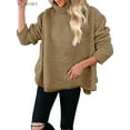 thumbnail image 5 of BadPiggies Women's Lapel Fuzzy Fleece Sweatshirt Casual Loose Pullover Cozy Fluffy Warm Turtleneck Jacket Coat (S, Khaki), 5 of 6
