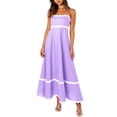 thumbnail image 1 of WTXUE Robes Maxi en Liquidation, Robe Nuisette Sans Manches Élégante à Encolure Carrée, Femmes 2024 Été Encolure Dégagée à Étages Fluide Longue Unie Vestidos Casuales Para Mujer Verano Maxi Women, Violet+TG(US:14-16), 1 of 9