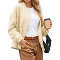 thumbnail image 6 of Spring Fall Women Long Sleeved Zipper Varsity Jacket Casual Bomber Jacket, 6 of 7