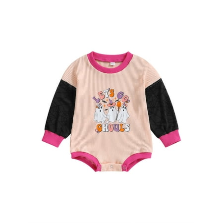 

Emmababy Mesh Long Sleeve Round Neck Ghost Print Romper for Babies
