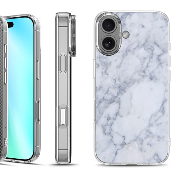 For iphone 16 Phone Case Cover, by OneToughShield - Marble / Clouds