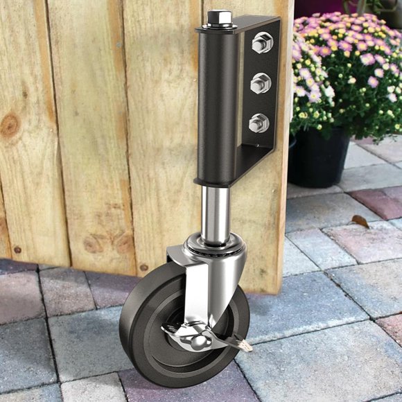 Rueda para puerta de alta resistencia HOLKIE, rueda para puerta con resorte, ruedas giratorias para puerta y valla de madera, capacidad de 220 libras