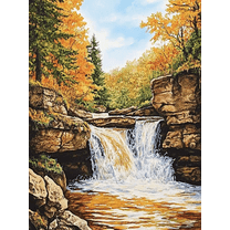 Autumn Waterfall Canvas Print/Wall Art，Suitable for Living Room，Bedroom，Bathroom，Office，and Hallway Decoration.