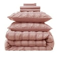 thumbnail image 3 of LammaLoe King Size Comforter Sets, 7 Piece Seersucker Bed in a Bag, Bedding Comforter Set with Sheets, Modern Bed Set, Bali Blush, 3 of 5