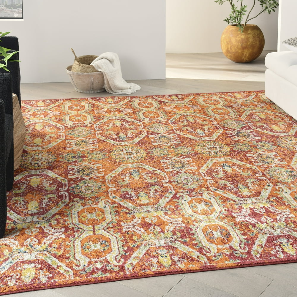Nourison Allur Transitional Red Multicolor Area Rug