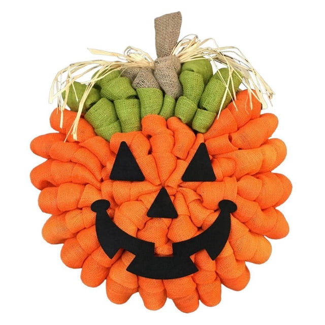 Couronne d'Automne pour Porte d'Entrée Automne Décoration Tissu Halloween Automne Citrouille Couronne Automne Récolte Automne Thanksgivings Halloween Décor Intérieur Extérieur