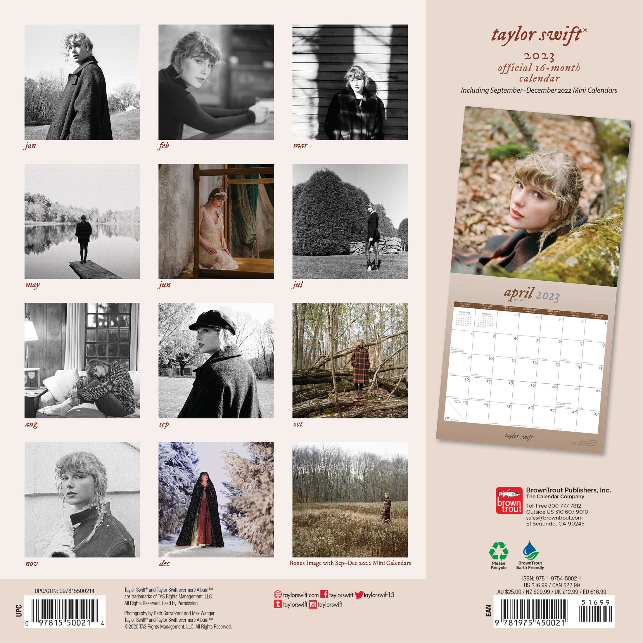 BrownTrout - 16-month calendar - wall mount - 2023 - Taylor Swift - month  to view - square - 12 in x 12 in - dated - Walmart.com