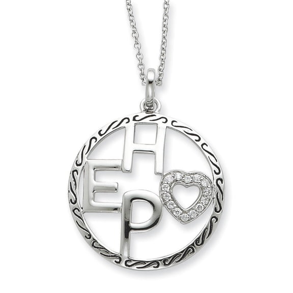 Sentimental Expressions Sterling Silver Antiqued CZ Hope 18in Necklace