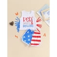 thumbnail image 2 of Bagilaanoe 4th of July Outfits for Toddler Baby Boys Sleeveless Letter Print Tassel Tank Tops + Striped Shorts 1T 2T 3T 4T 5T 6T Kids Independence Day Clothes 2pcs Short Pants Set, 2 of 7