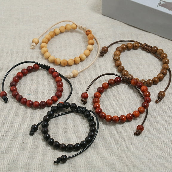 Dress Choice Adjustable Bracelets,Wooden Beaded Adjustable Braided Rope Gemstone Bracelets,Essential Oil Diffuser Yoga Beaded Bangle Healing Energy Cuff for Men,Women