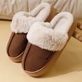 thumbnail image 2 of Fuzzy House Slippers for Women Fluffy Memory Foam Suede Slippers with Plush Collar Home Shoes Indoor Outdoor, 2 of 4