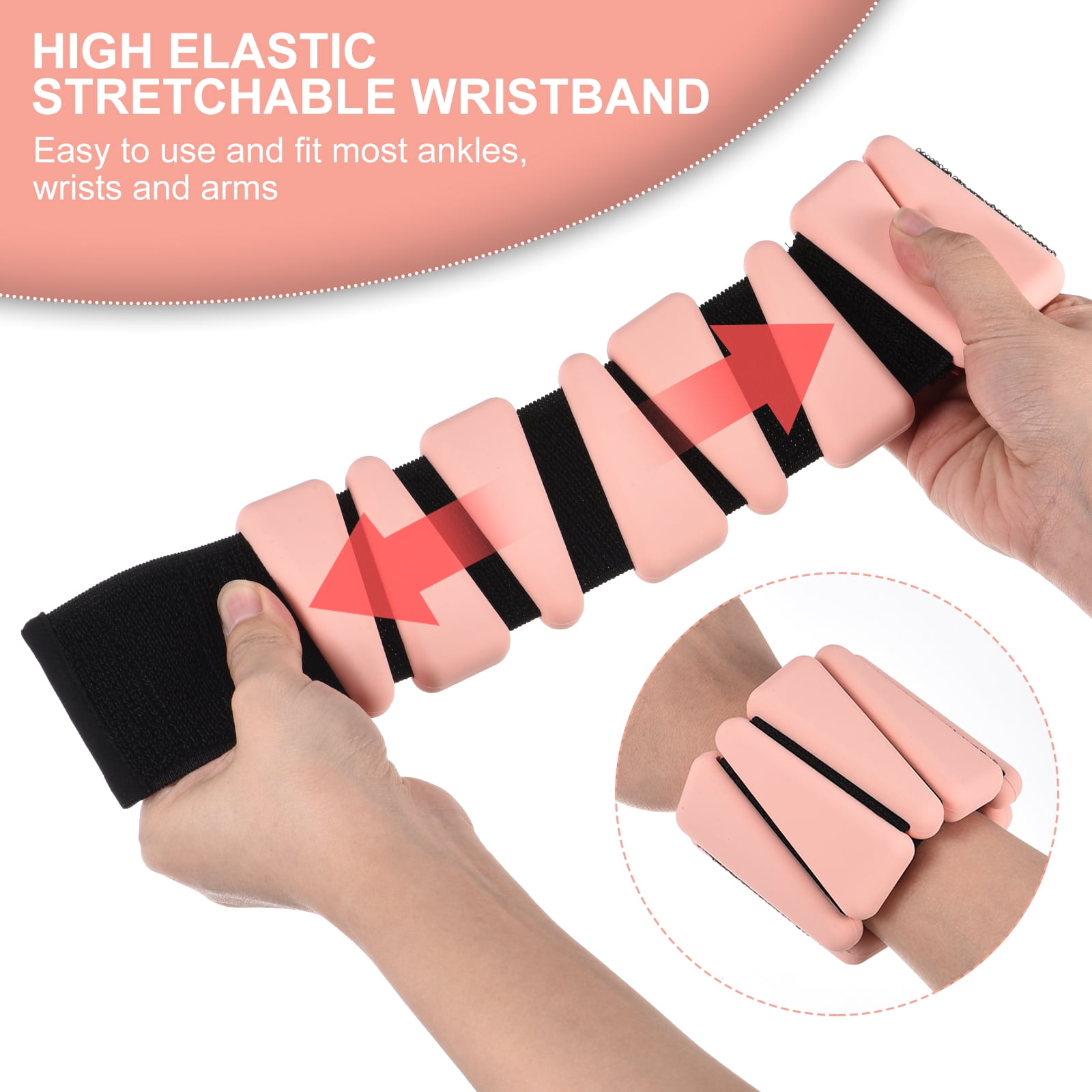 Uxcell 1Lb Each Adjustable Wrist Ankle Weights for Yoga Dance Aerobics, Pink 2 Pack