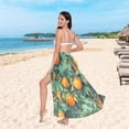thumbnail image 6 of FORMRS Womens Long Sarong Beach Wrap Semi-Sheer Bikini Skirt Bathing Swimsuit Cover Up, Orange Tree Pattern, 6 of 7