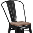 thumbnail image 6 of Flash Furniture Lily 24" High Black Metal Counter Height Stool with Back and Wood Seat, 6 of 11