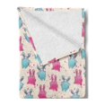 thumbnail image 2 of Kawaii Soft Flannel Fleece Throw Blanket, Children Pattern with Doodles Cartoon Funny Characters Little Hearts, Cozy Plush for Indoor and Outdoor Use, 50" x 70", Pale Blue Pink Beige, by Ambesonne, 2 of 5