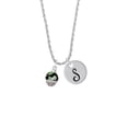 thumbnail image 2 of Delight Jewelry Silvertone Wide Lime Green Cheetah Print Band Spinner Silvertone Script Initial Disc - S - Charm Necklace, 20"+3", 2 of 4