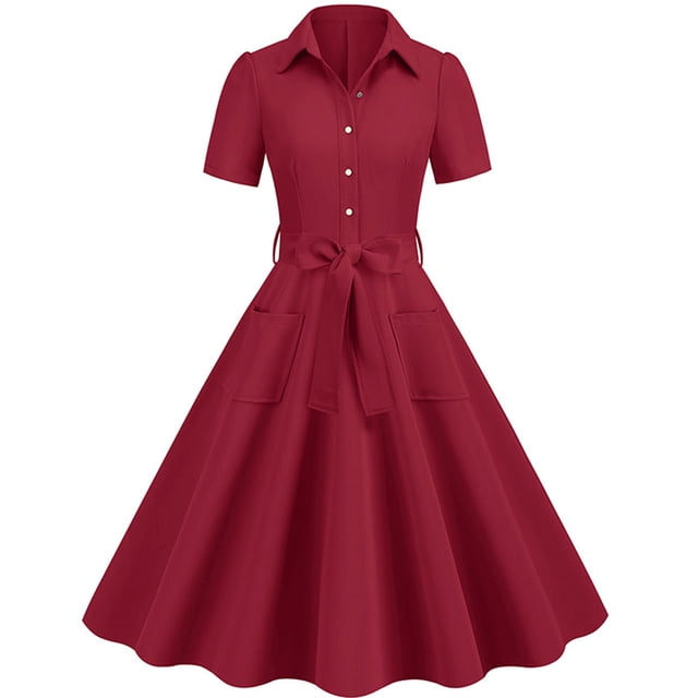 AherBiu Robe Vintage pour Femmes, Années 1950, à Carreaux, à Volants, Ligne A, Robe de Bal de Rentrée pour Dame, Longueur Genou