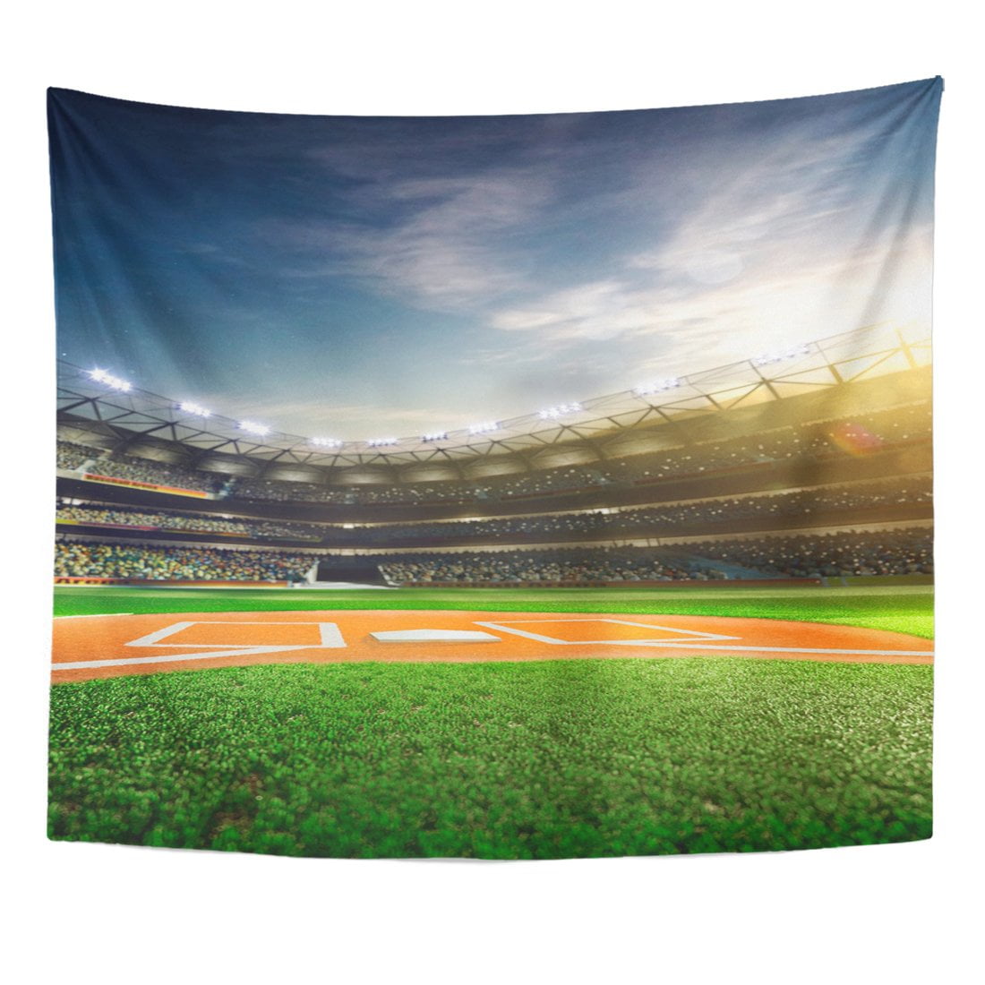 REFRED Green Field Empty Baseball Stadium Dimensional Render Light