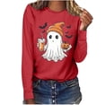 thumbnail image 4 of Cmfcve Women's Halloween Town Sweatshirt Vintage Stretch Sports Blouse Long Sleeve Solid Color Activewear Shirt, 4 of 7