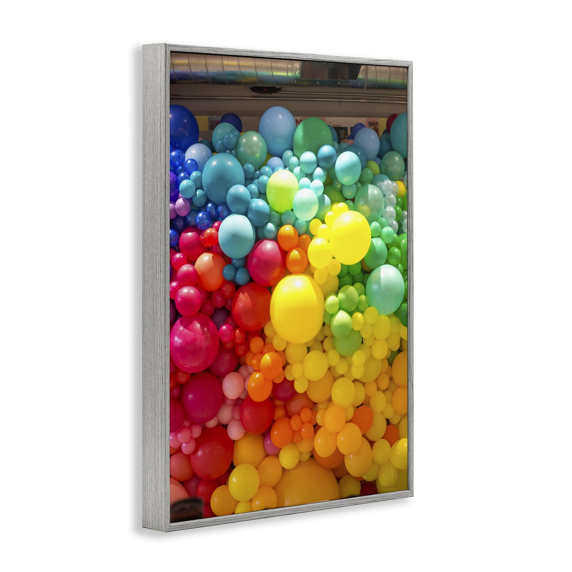 Stupell Industries Lively Colorful Balloons Gray Framed Giclee Art, design by LISH Creative