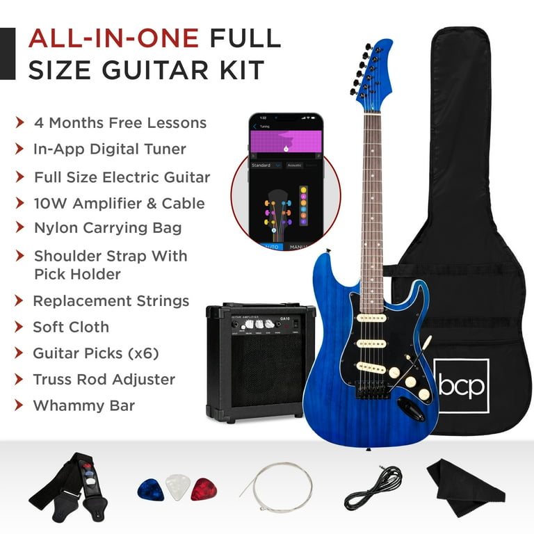 Best Choice Products 39in Full Size Beginner Electric Guitar Kit with Case, Strap, Amp, Whammy Bar Midnight Blue Best Choice Products 39in Full Size Beginner Electric Guitar Kit with Case, Strap, Amp, Whammy Bar Midnight Blue