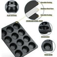 thumbnail image 3 of Nonstick Muffin Pan 12 Cups Set of 2, Stainless Steel Muffin Tin Cupcake Pan Tray for Baking, Stainless Steel Core & Non Toxic, Easy Release & Easy Clean, Black, 3 of 7