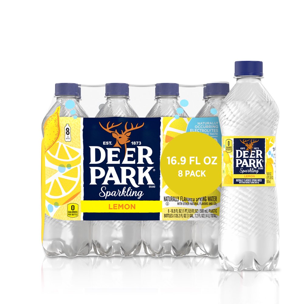 Deer Park Sparkling Water, Lemon, 16.9 oz. Bottles (8 Count) Walmart
