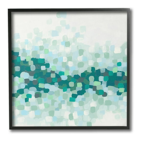 Stupell Industries Green Speckled Horizon Abstract Painting Black Framed Art Print Wall Art, 12 x 12