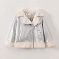 thumbnail image 1 of Chaquetas y abrigos casuales sin capucha de manga larga para niñas, de polar, de color liso, a la moda, con cuello acampanado y bolsillos, abrigo de polar para niñas., 1 of 9
