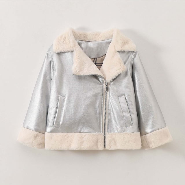 Chaquetas y abrigos casuales sin capucha de manga larga para niñas, de polar, de color liso, a la moda, con cuello acampanado y bolsillos, abrigo de polar para niñas.