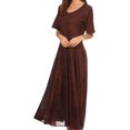 thumbnail image 4 of Sakkas Hailey Cap Sleeve Caftan Long Embroidered Stonewashed Dress - Chocolate - L/XL, 4 of 5