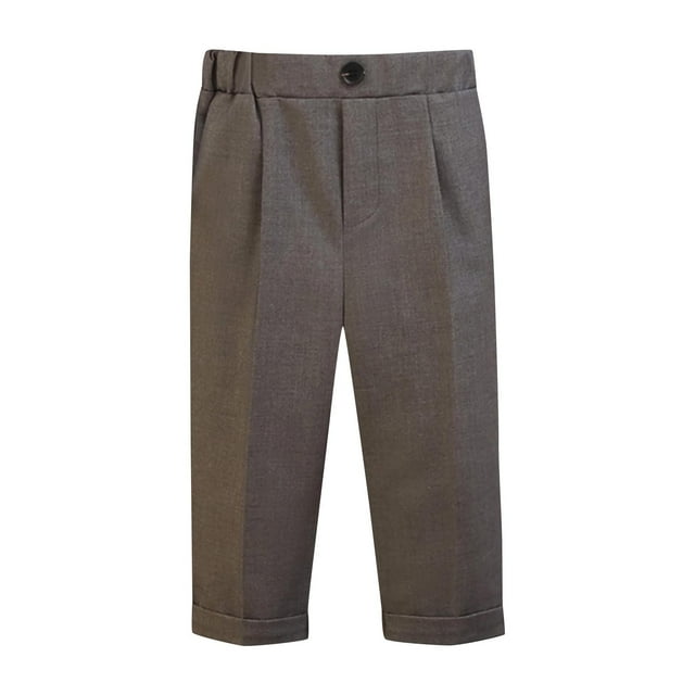 Swstbby Liquidation d'Économies d'Été! Pantalons d'Uniforme pour Garçons, Pantalon à Bretelles d'Uniforme Scolaire Décontracté à Rayures de Couleur Unie pour Tout-Petits Garçons Mode Gris 6-12 Mois
