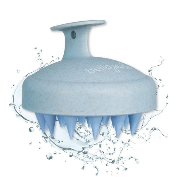 Bella Jade Cepillo de champú masajeador para el cuero cabelludo y la cabeza para el crecimiento del cabello, caspa y cuero cabelludo seco (azul)