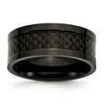 thumbnail image 1 of Titanium 9mm Black IP-plated Carbon Fiber-Inlay Men's Wedding Band Ring Comfort-Fit Size 13.5, 1 of 7