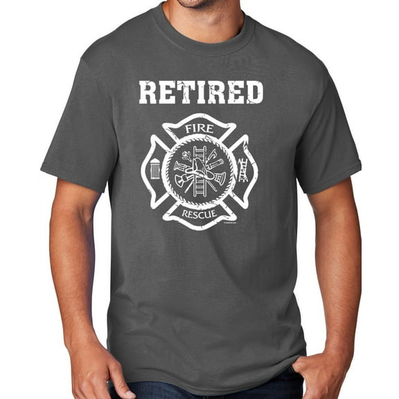 Men's Retired Firefighter T-shirt, 3XL Charcoal Gray - TALL